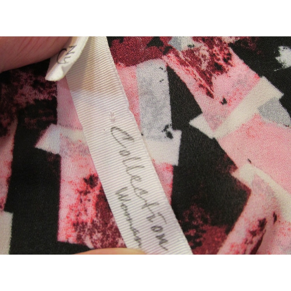 NY Collection Tunic Blouse Womens 3X Plus Pink Black Geometric Zip V-Neck Top - Picture 3 of 11
